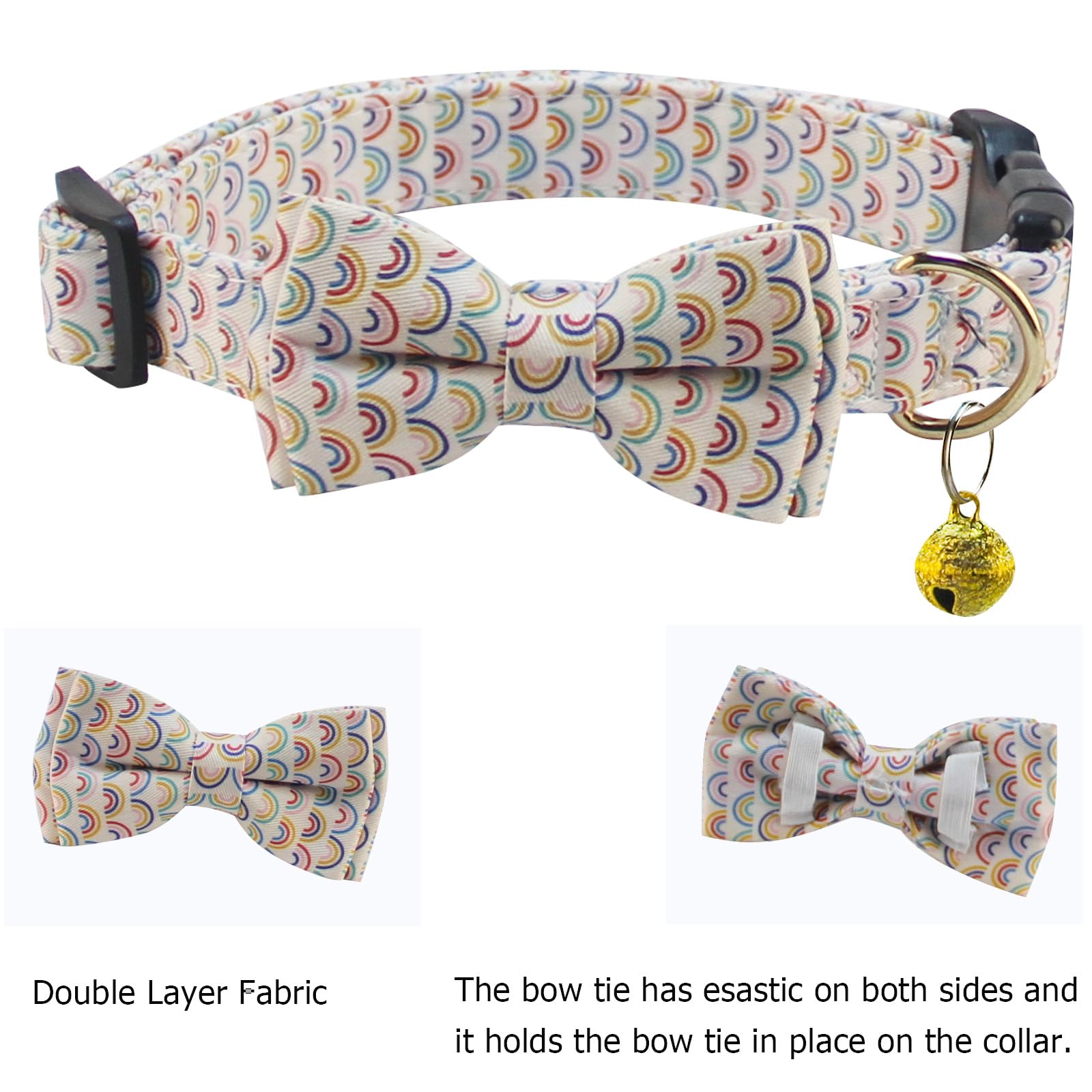 Yizepet Dog Collar with Bow Tie- Adjustable pet Collar for Dogs with Plastic Buckle Collar, Stylish Pattern for Small Medium or Large Boy and Girl Dog and Cat