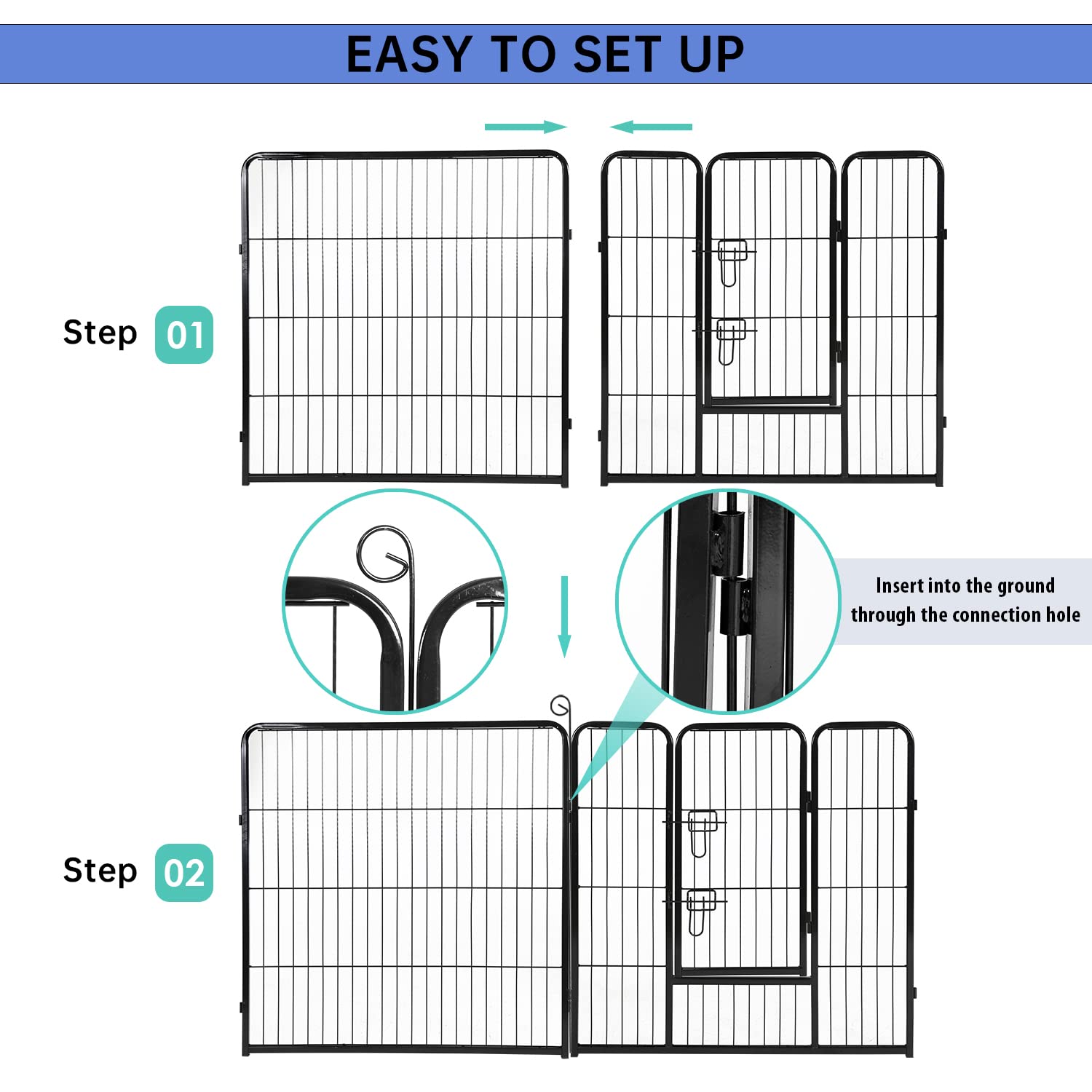 BestPet | Dog Playpen | 32 Inch, 24 Panels | Heavy Duty Metal Pet Exercise Pen | Indoor Outdoor Fence Panels | Rust-Resistant, Removable, Tool-Free Setup | Anti-Skid, Expandable Design