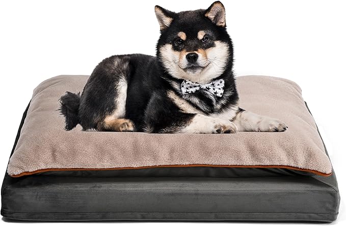 Washable Dog Bed with Cooling Gel Memory Foam, Pressure-Relief Support for Dogs up to 50lbs, Non-Slip Bottom, Removable Cover