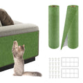 2Pack Total 78.7"x15.8" Cat Scratch Mat for Cat Couch Furniture and Wall Protector | Trimmable Self-Adhesive Carpet Climb Cat Scratcher for Covering Cat Tower and Replacement Pads (Green)