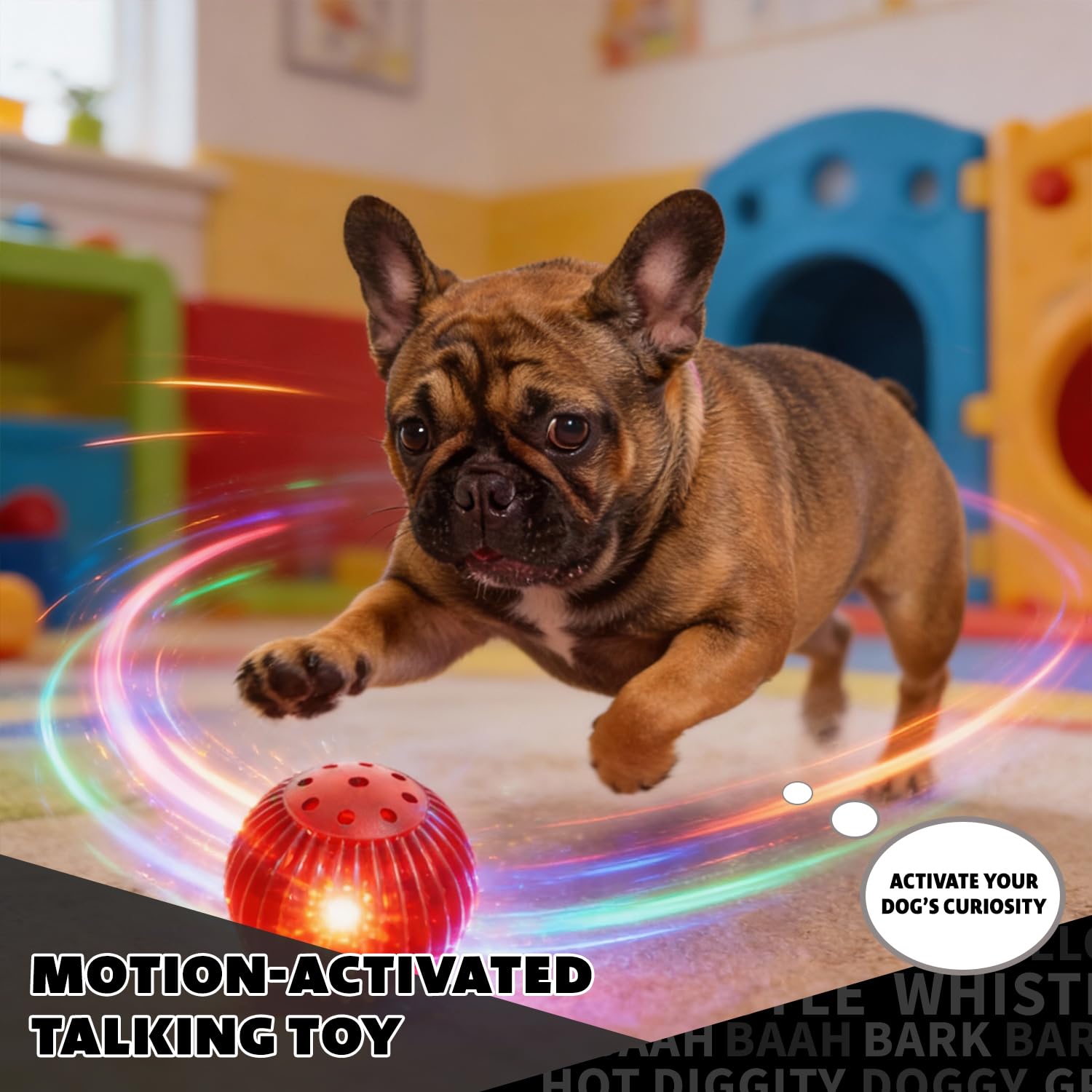 Pet Qwerks Blinky Babble Ball - Flashing Interactive Chew Dog Toy - Small