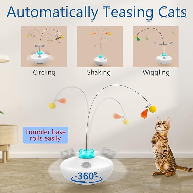 Oxawo Interactive Cat Toys Indoor Cats Toy Automatic Moving Feather Wand