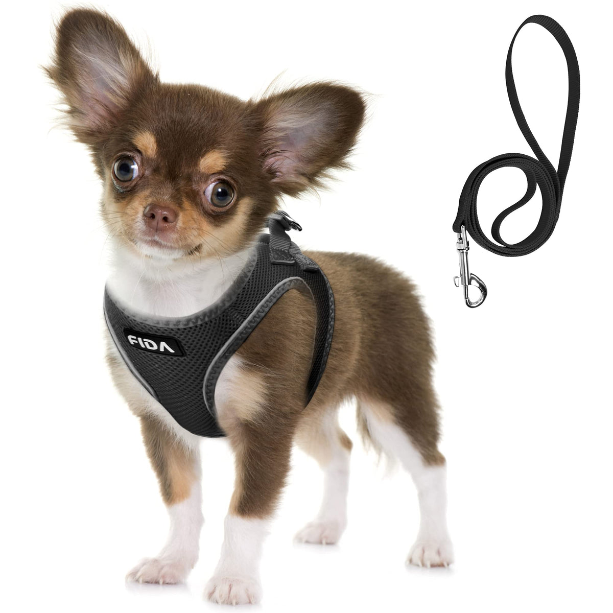 Fida Comfy Dog Harness with Leash, Soft Puppy Vest Escape Proof, Breathable Lightweight Soft Mesh, Adjustable Reflective Step-in Harness for Extra-Small Dogs (XS, Pink)