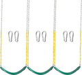 TURFEE 3 Pack Assorted Swing Set, Including 1 Gym Rings Trapeze Bar and 2 Pcs Swings with Plastic Coated Chain, Swingset Accessories Replacement for Kids Outdoor Play, Playground- Green