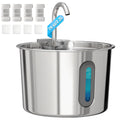 HAJXM Cat Water Fountain, 74oz/2.2L Cat Fountain for Drinking - Pet Water Fountain Stainless Steel for Cats Inside - Quiet Water Bowl Dispenser - Kitty Drinking Fountains - 4 Filters + 4 Sponges