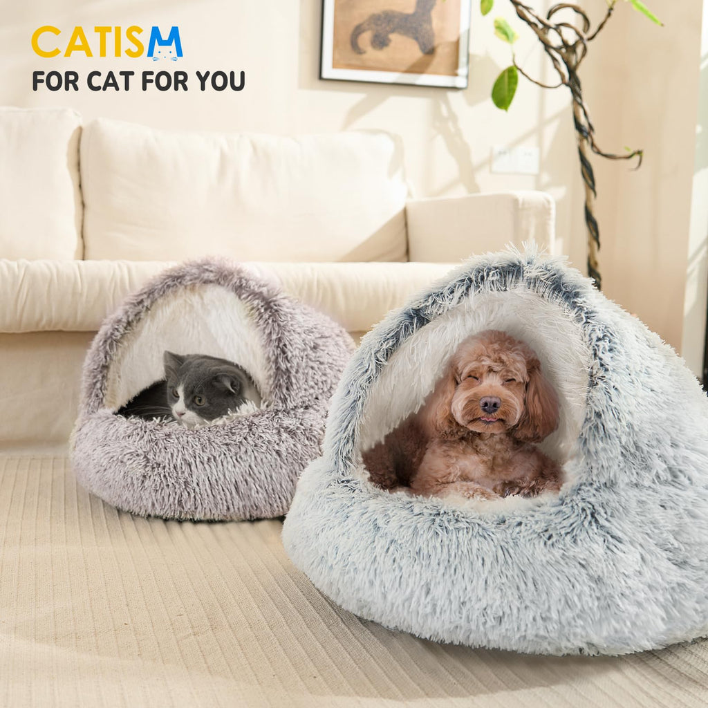 CATISM Cat Bed Hooded Cat Beds for Indoor Cats Covered Cat Beds