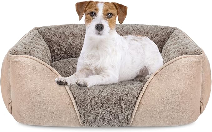 INVENHO Small Dog Bed Rectangle Washable Orthopedic Soft Calming Sleeping Durable Pet Cuddler with Anti-Slip Bottom