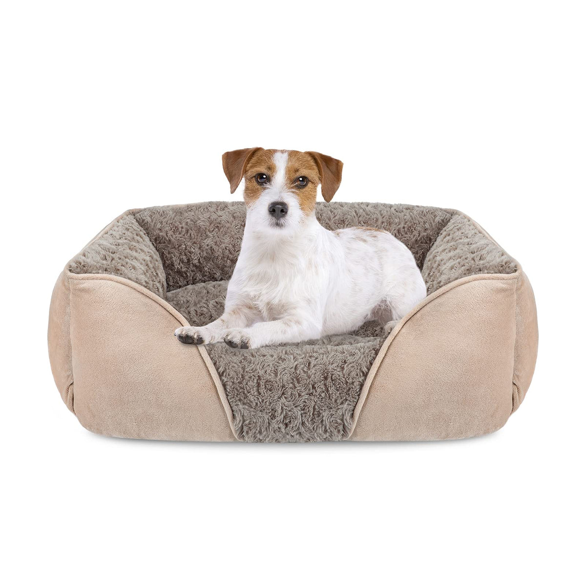 INVENHO Large Rectangle Orthopedic Dog Bed for Medium Small Dogs, Washable Soft Calming Puppy Sleeping Cuddler With Anti-Slip Bottom L(30"x24"x9")