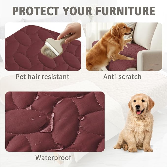 Ameritex Pet Bed Cover Dog Bed Blanket for Sofa and Furniture Waterproof New Pattern Design (68x82 Inch, Burgundy)