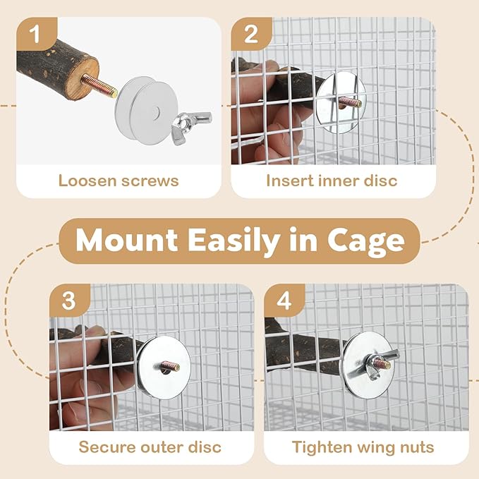 8PCS Bird Perches for Cage Natural Wood Parrot Perch Stand Cage Accessories