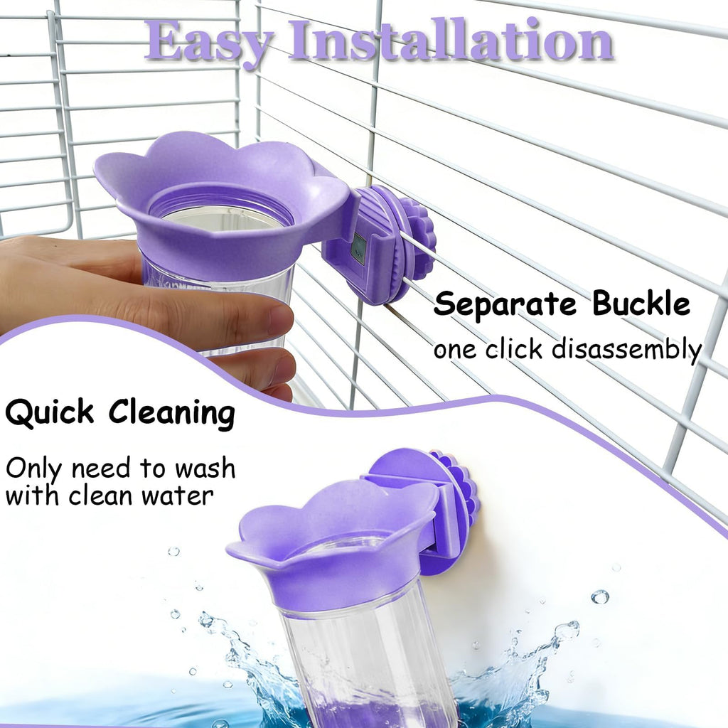 7 PCS Bird Cage Feeder for Vegetable Millet Holder Cage Accessories with Parrot Fruit Forks for Budgie Cockatiel Lovebirds Parrot (Purple)