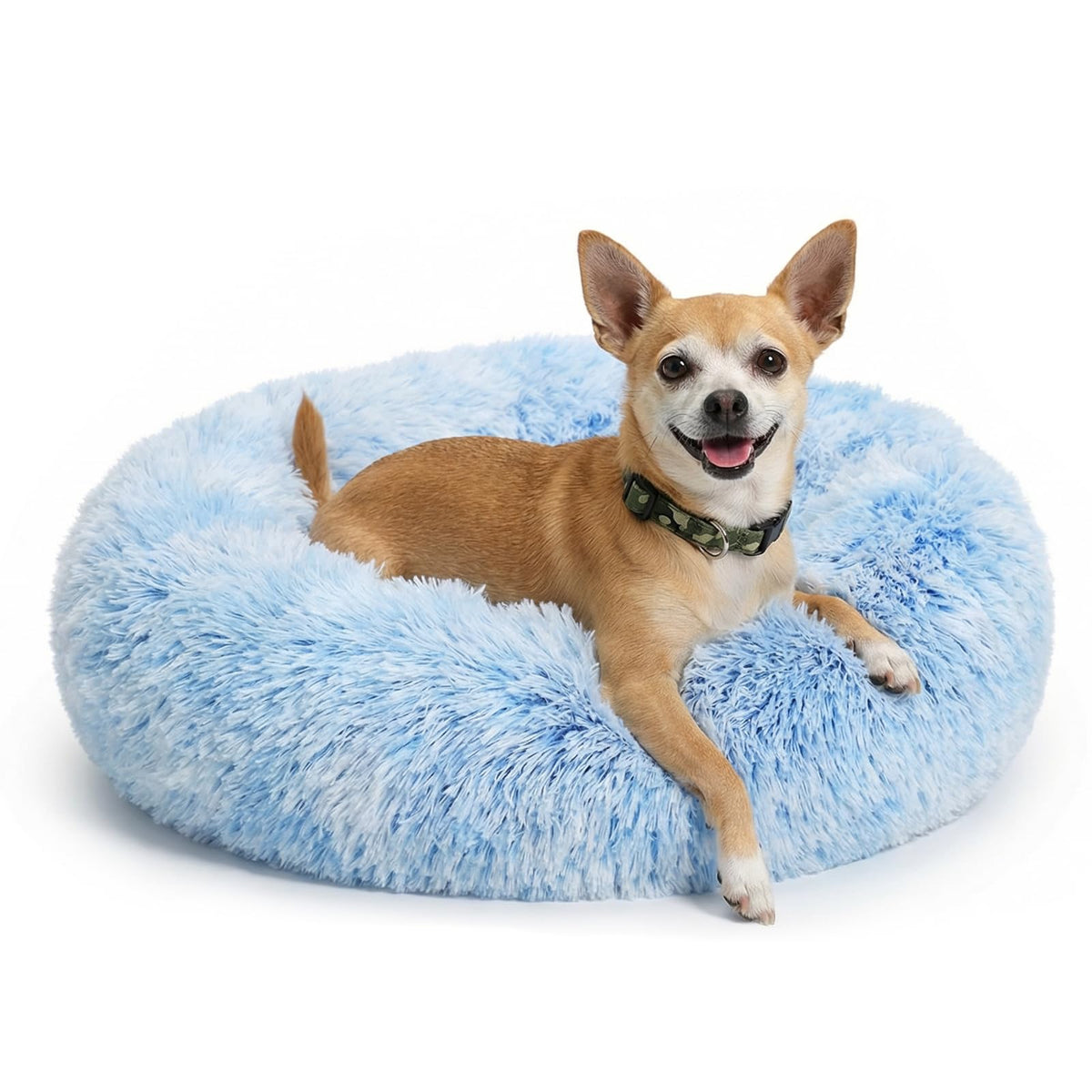 nononfish Round Calming Dog Bed,Plush Donut Pet Bed for Small Dogs