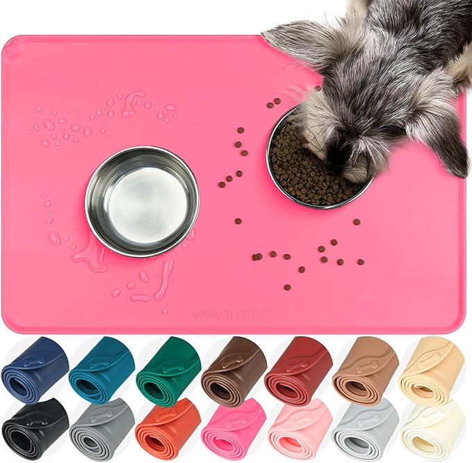 VIVAGLORY Pet Food Mat Flexmat Dog Bowl Mat
