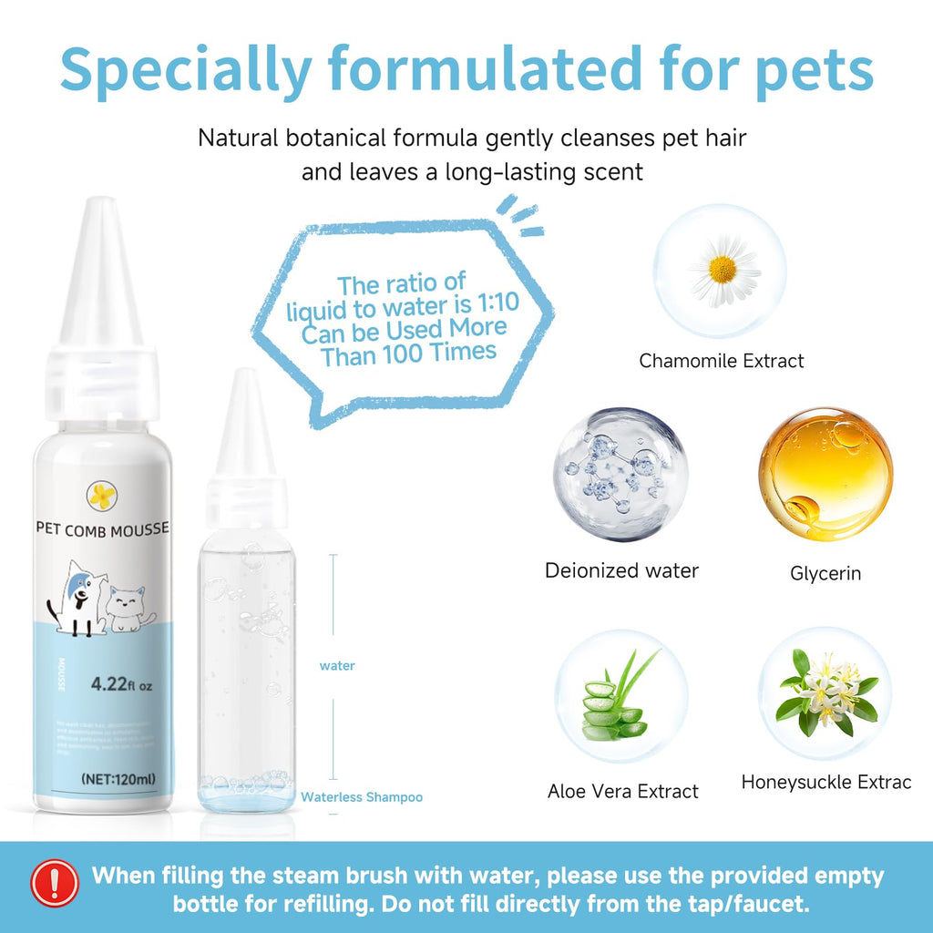 LetsFeed Pet Steam Brush for Dogs & Cats, 3-in-1 Shedding Grooming Tool
