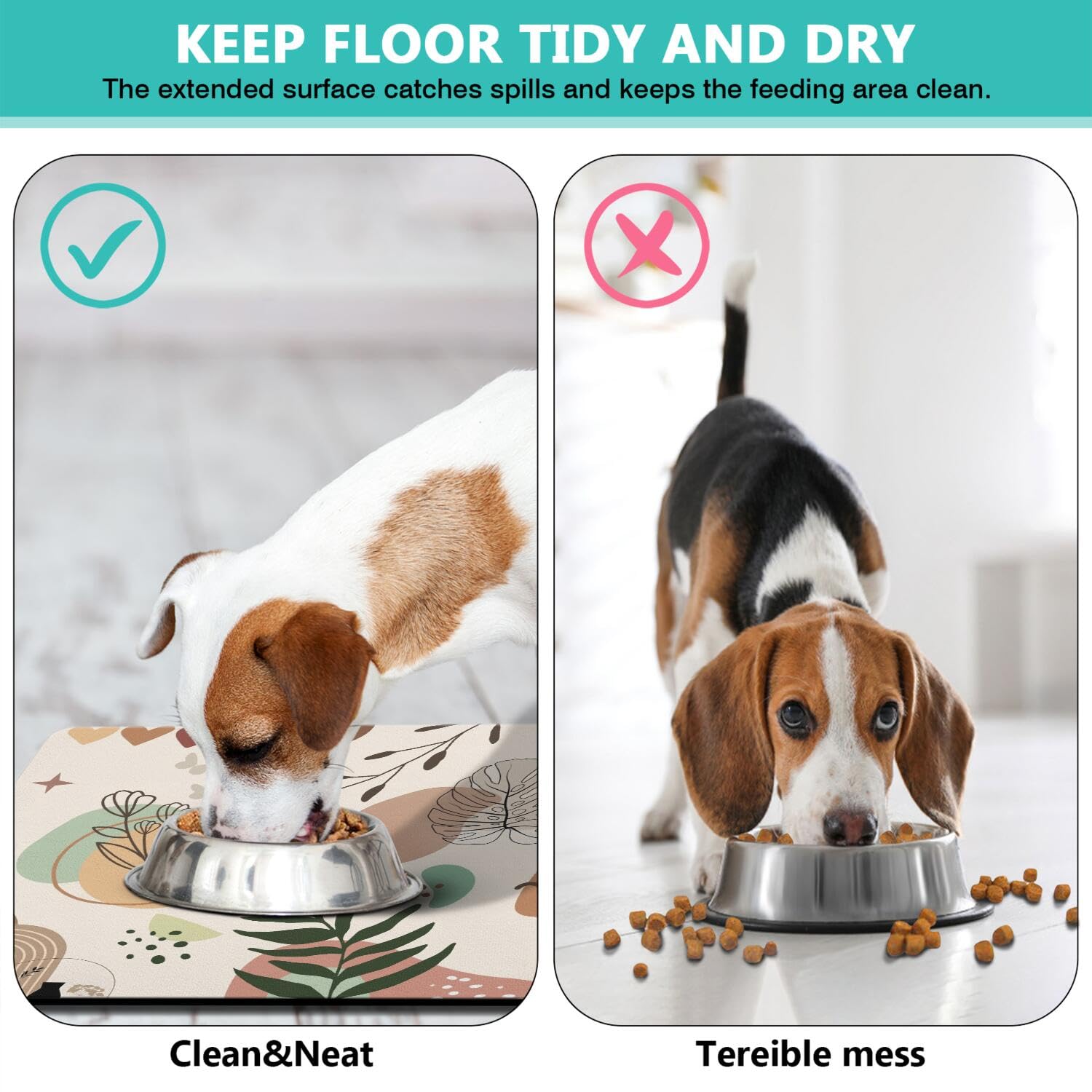Pet Feeding Mat for Floors Waterproof Dog Mat for Food and Water Absorbent Quick Dry Non Slip mat for Cat Bowls