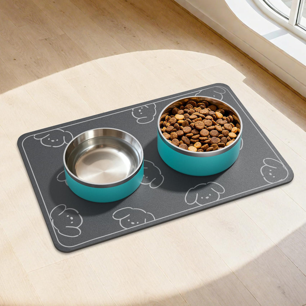 WENBOKMIN Dog Food Mat, Diatom Ooze Cat Water Mats Non Slip for Floors Waterproof and Water Absorption, Easy to Clean-Dog (15.5" H*23.5" L)