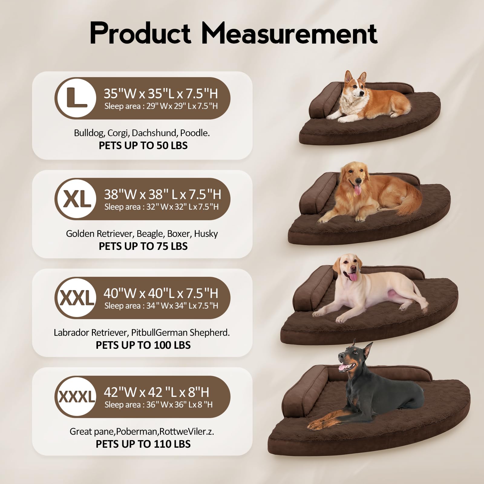 MEKIY Orthopedic Waterproof Dog Bed with Sides for Large Medium Dogs
