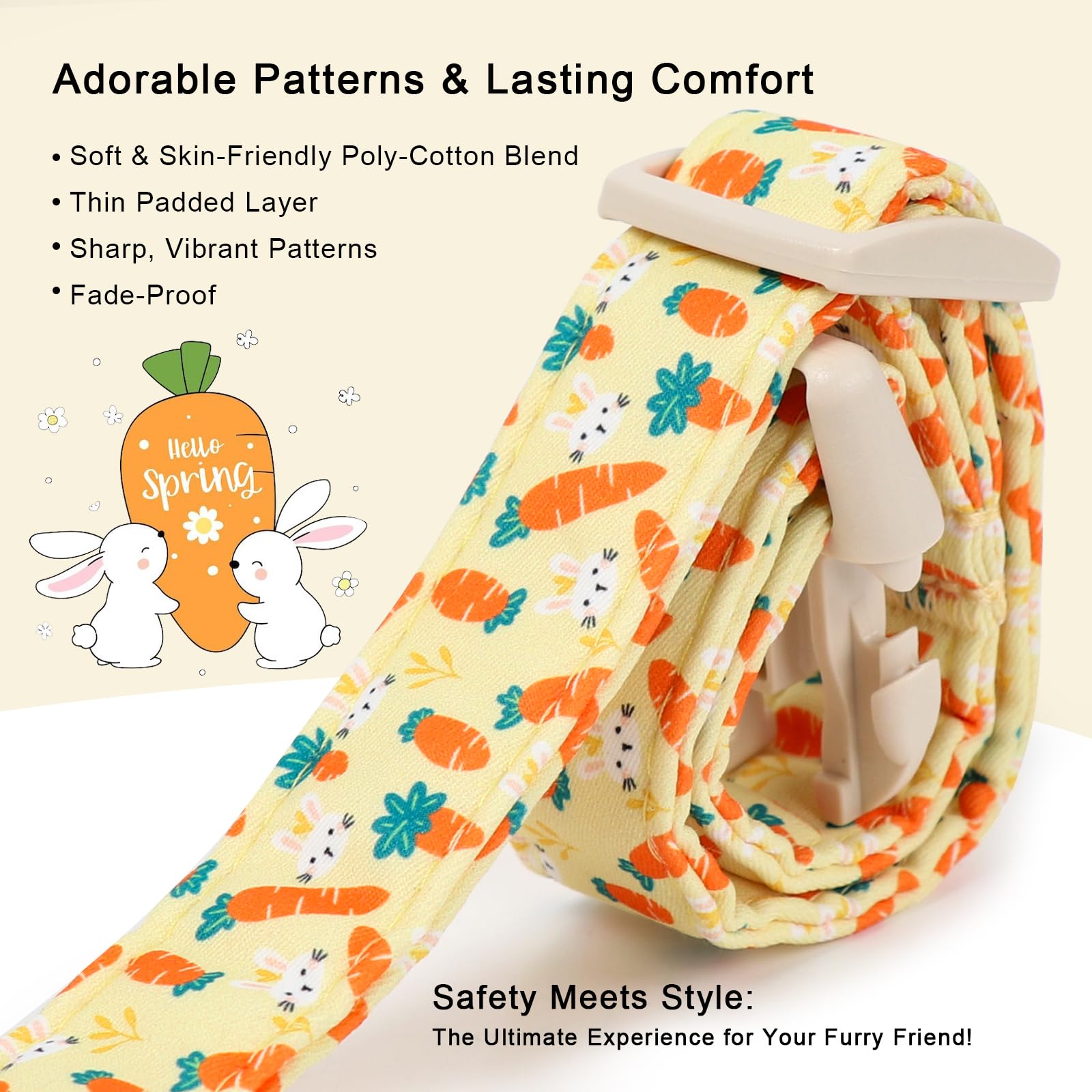 Babole Pet Easter Dog Collar for Giant Large Dogs - Cute Carrot Bunny Easter Collars for Boy Girl Dogs, Lightweight Adjustable Yellow Cartoon Holiday Dog Collar XL