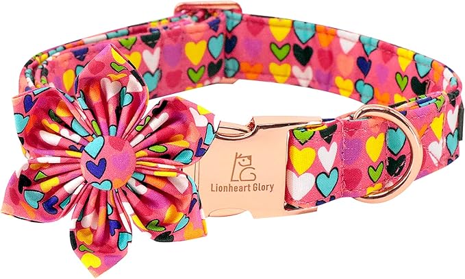 Lionheart glory Dog Collar Bow Collar Floral Dog Collar with Bow Tie Spring Summer Cute Collar Dog Boy or Girl Dog Collars Soft Durable Adjustable Dog Collars for Small Dogs — Small (Pack of 1）