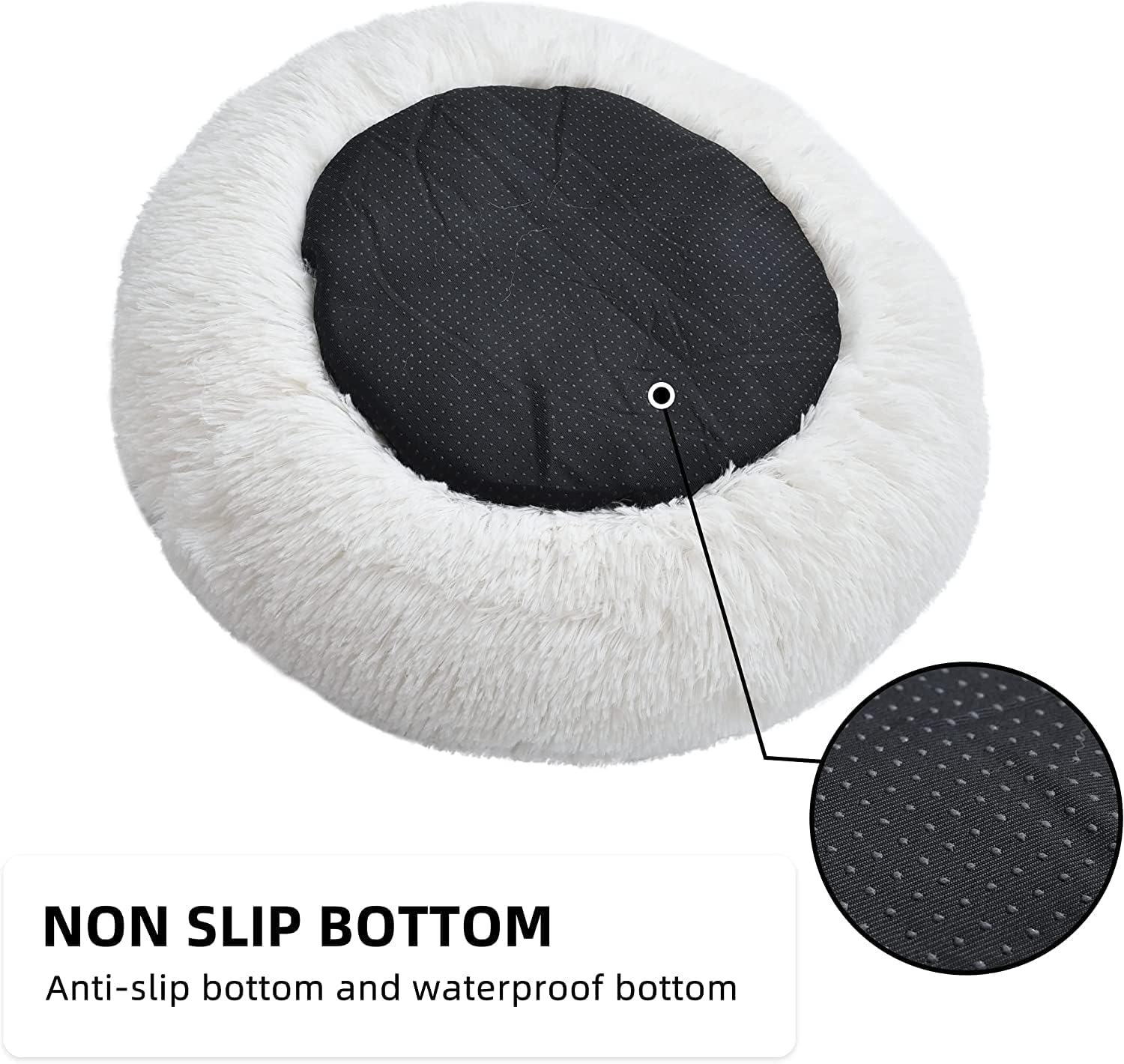 Cat Beds for Indoor Cats - Cat Bed Washable 24 inches, Dog Beds for Small Medium Dogs, Anti Anxiety Round Fluffy Plush Faux Fur Pet Bed, Thick Bottom
