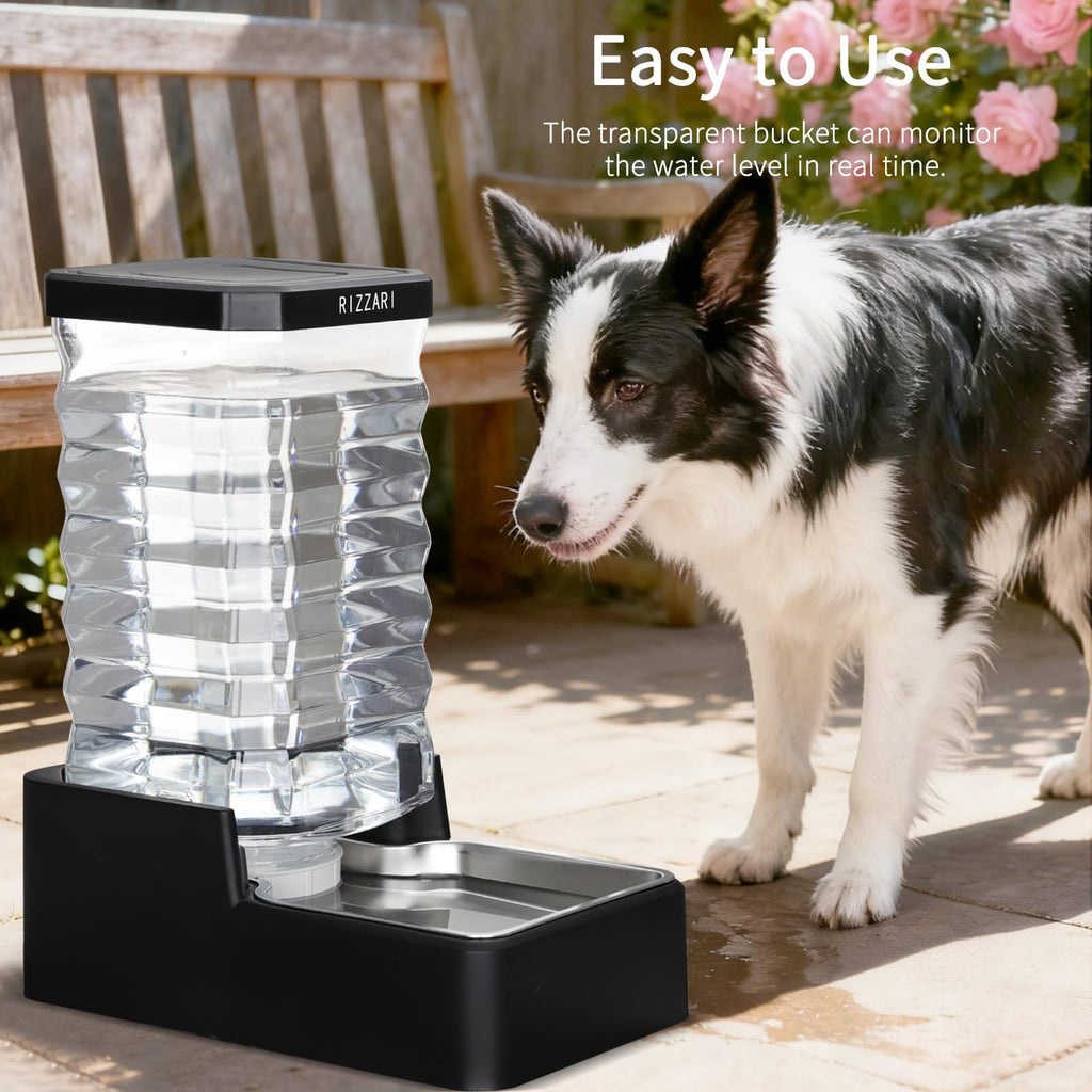 RIZZARI 9L Automatic Dog Water Dispenser: Stainless Steel Bowl