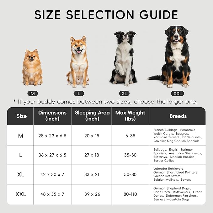 Homemate Dog Bed Large Sized Dog: 42x30 inch Orthopedic Large Dogs Bed XL Outdoor Pet Cat Bed Sofa Supplies with Toy Dogs Crate Pad Couch with Removable Washable Cover & Non-Slip Botton Dark Grey