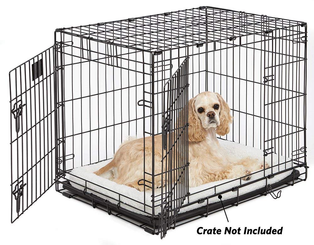MidWest Homes for Pets QuietTime Dog Bed - White Fleece Bolster, Ultra-Soft and Machine Washable, Fits 30-Inch Crates and Carriers, for Medium Breed Dogs