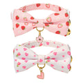 Ewinoom 2 Pack Soft Corduroy Cat Collars with Bow Tie & Bell Adjustable Breakaway Kitten Bowtie Collar for Female Male Cats(White & Grass Green)