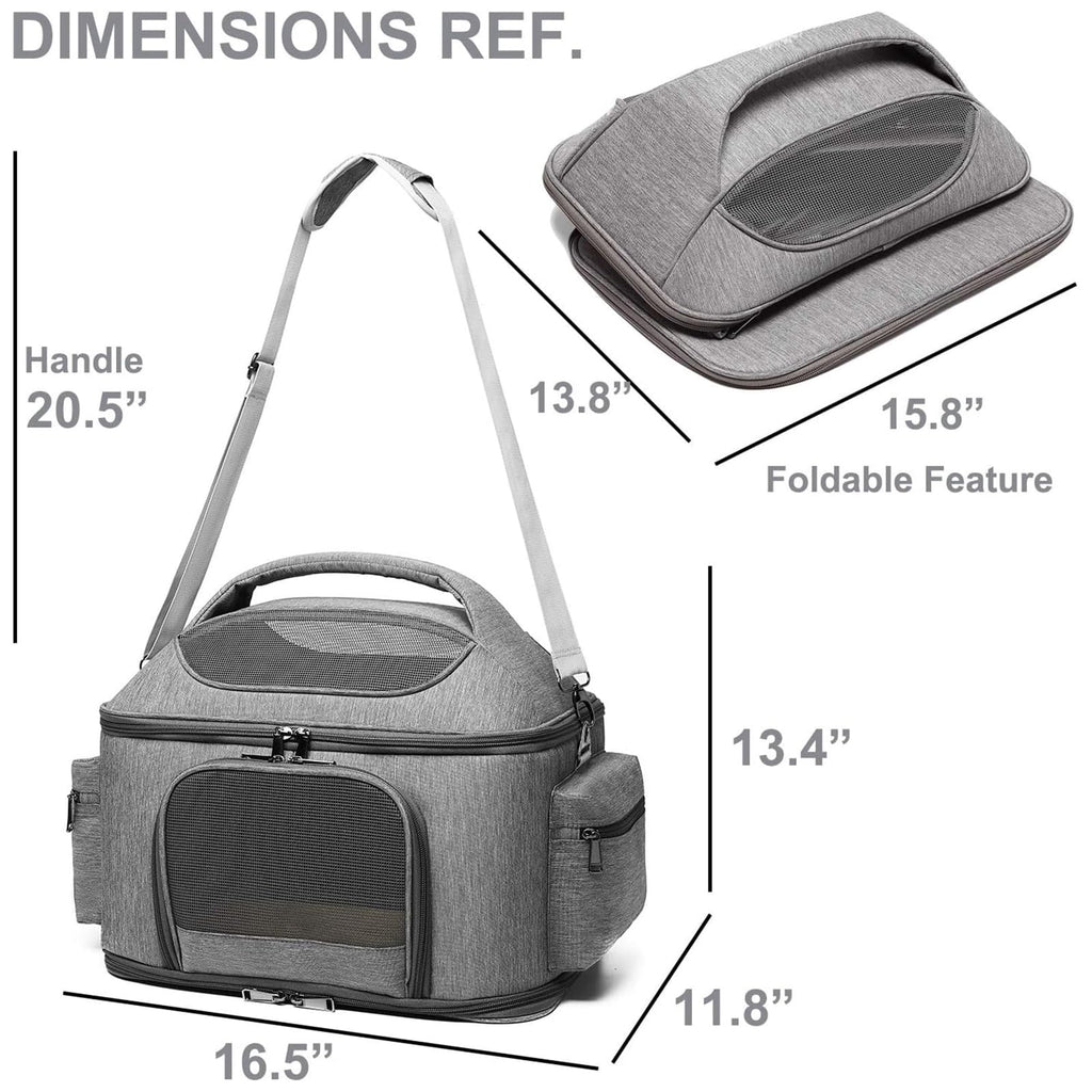 Large Fat Cat Carrier Fit up to 20 Pounds, Small Puppy Pet Travel Carrier, Car Seat Secure and Collapsible Soft Side Carrier Airline Approved Under Seat