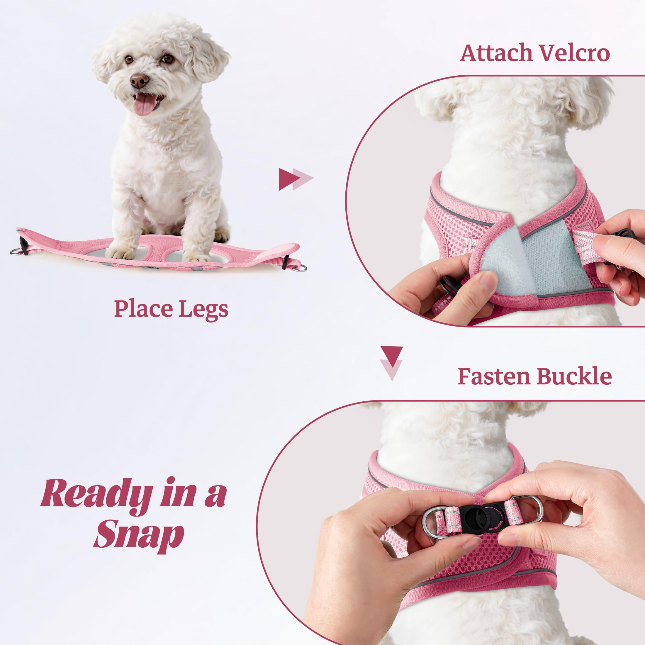 No Pull Dog Puppy Harness and Leash Set Reflective Mesh Vest Small
