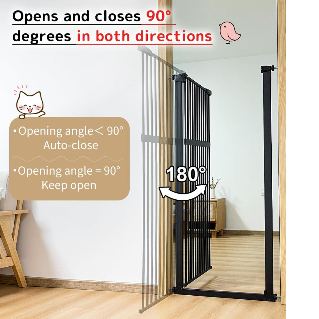 Lumizone 55.12" Extra Tall Pet Gate for Cat Dog 30.12"-38.38" Wide Black