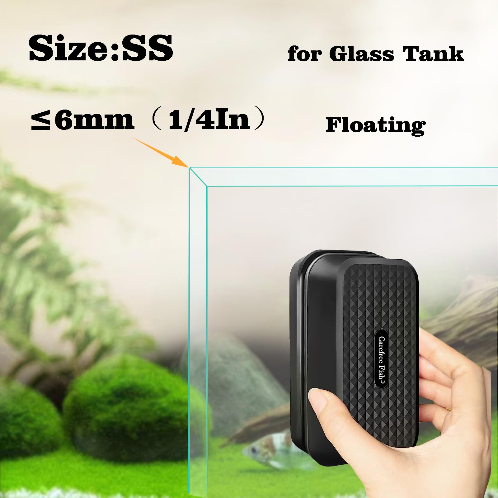 Carefree Fish Aquarium Small Magnetic Cleaner for Glass Fish Tank Algae Scraper Floating