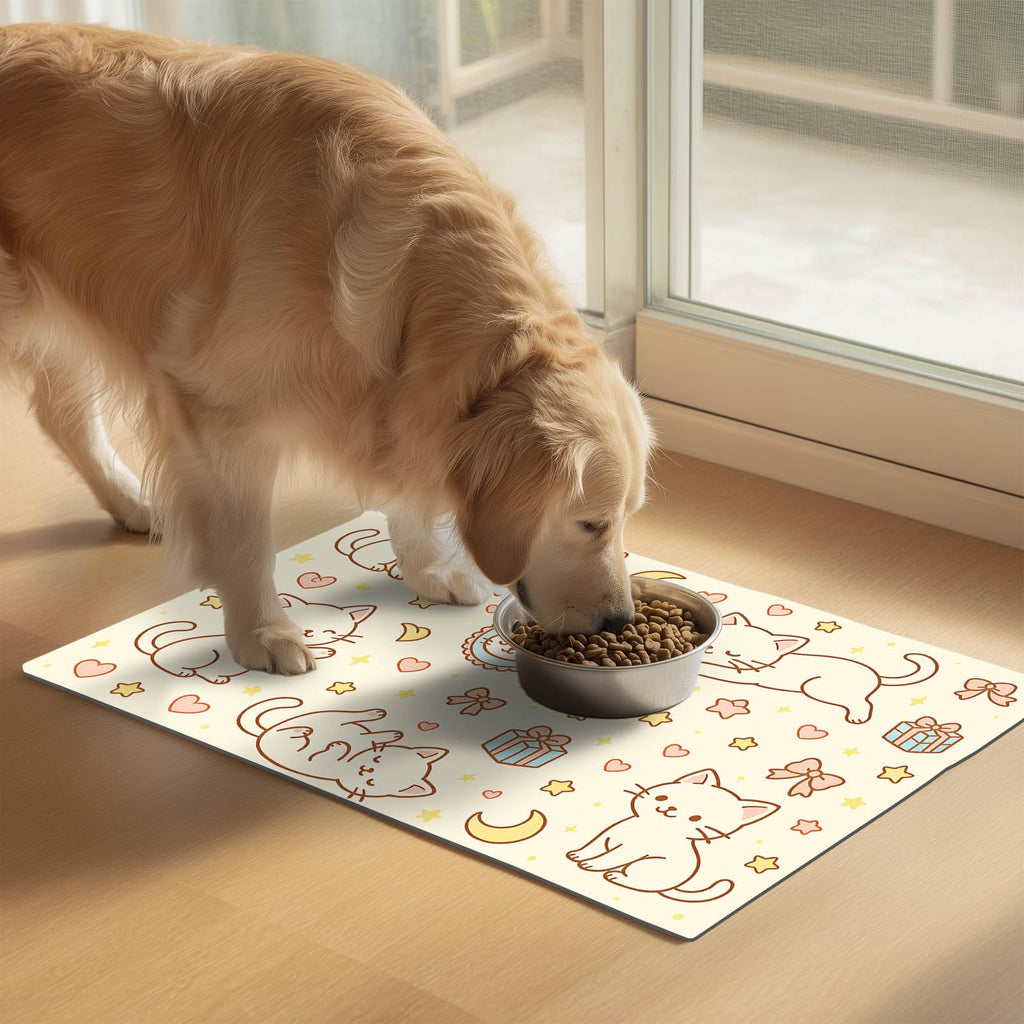 HOMETITUTE Cat Food Mat Easy Clean Bowl Placemat 24 x 16 Inch