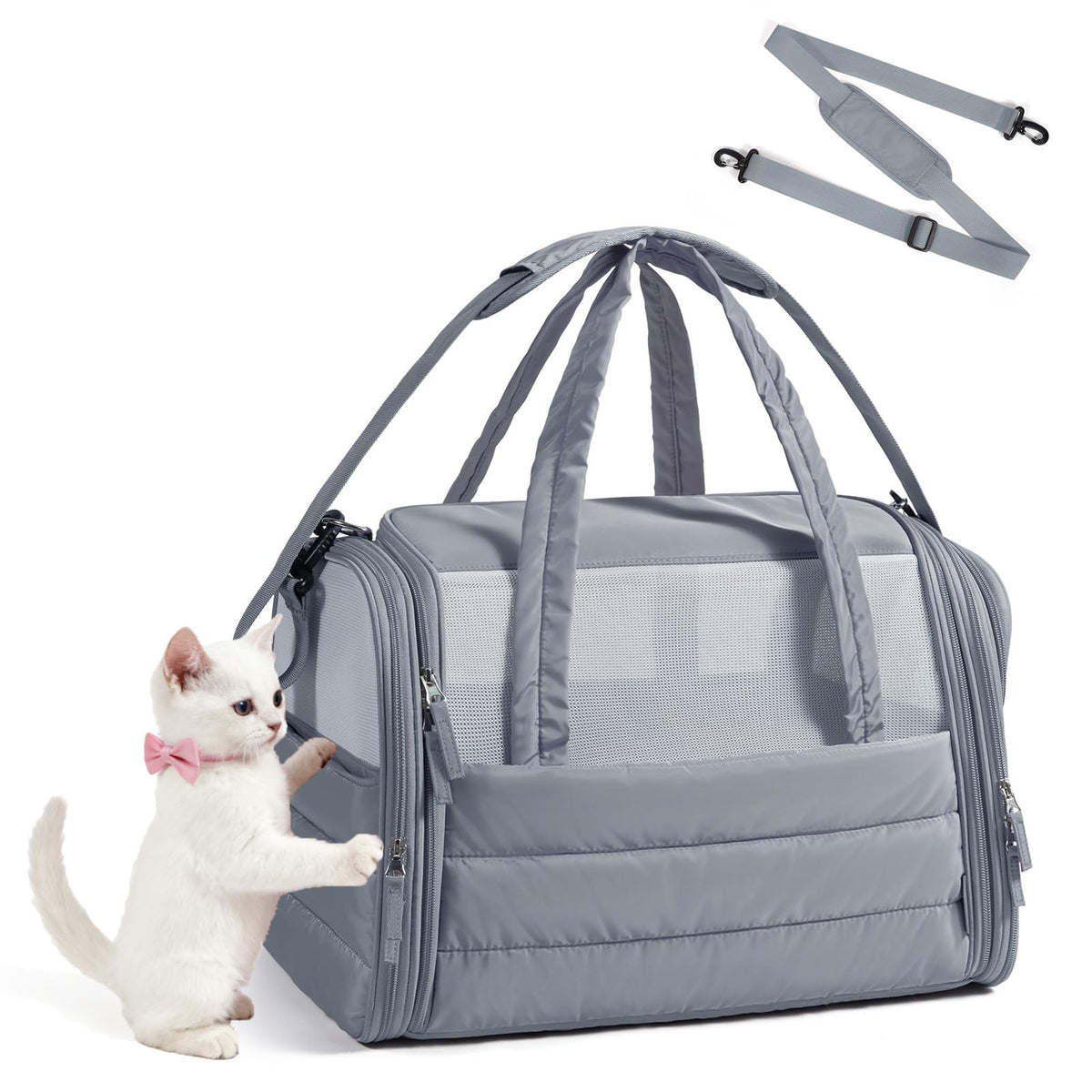 BAGSMART Cat Carrier Soft-Sided Puffy Quilted Collapsible Pet Travel Bag
