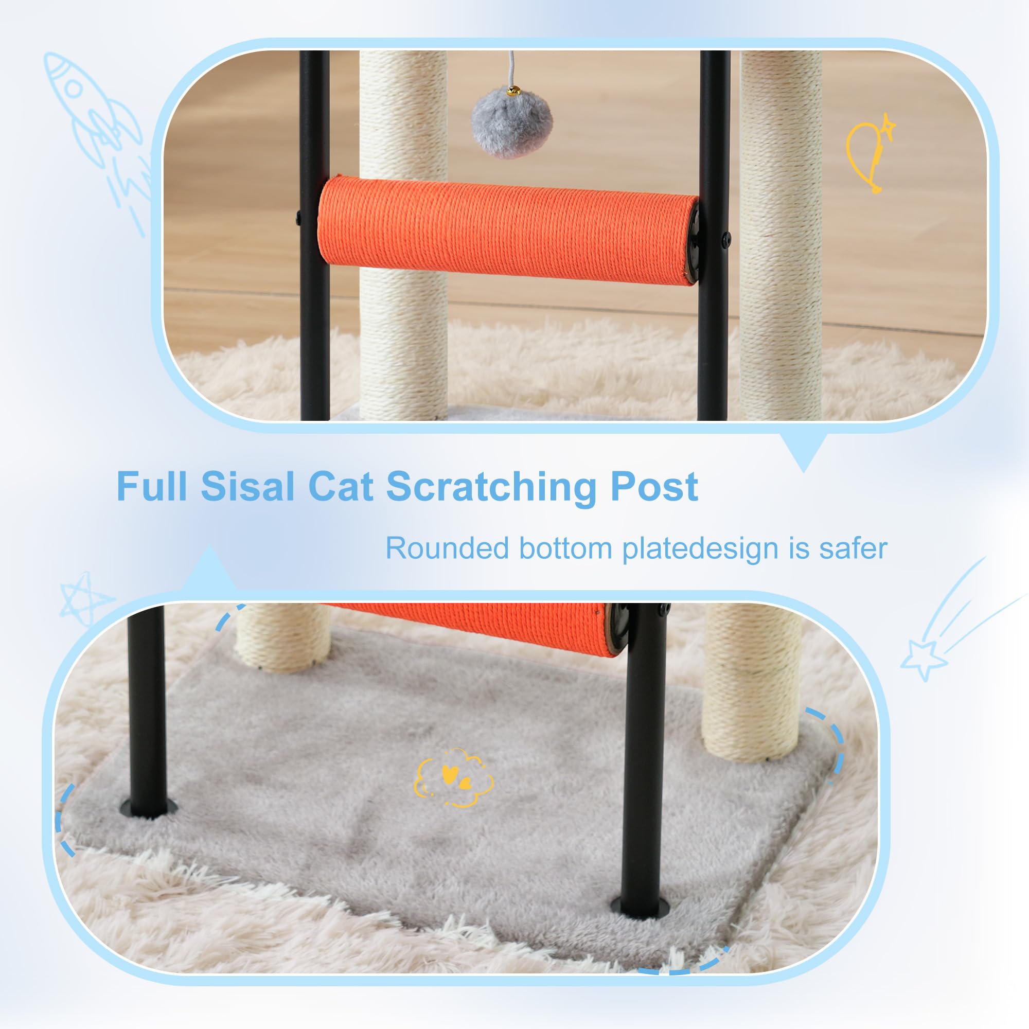 Hey-brother Cat Tree, Sturdy Tower with Sisal-Wrapped Columns, MPJ010SW