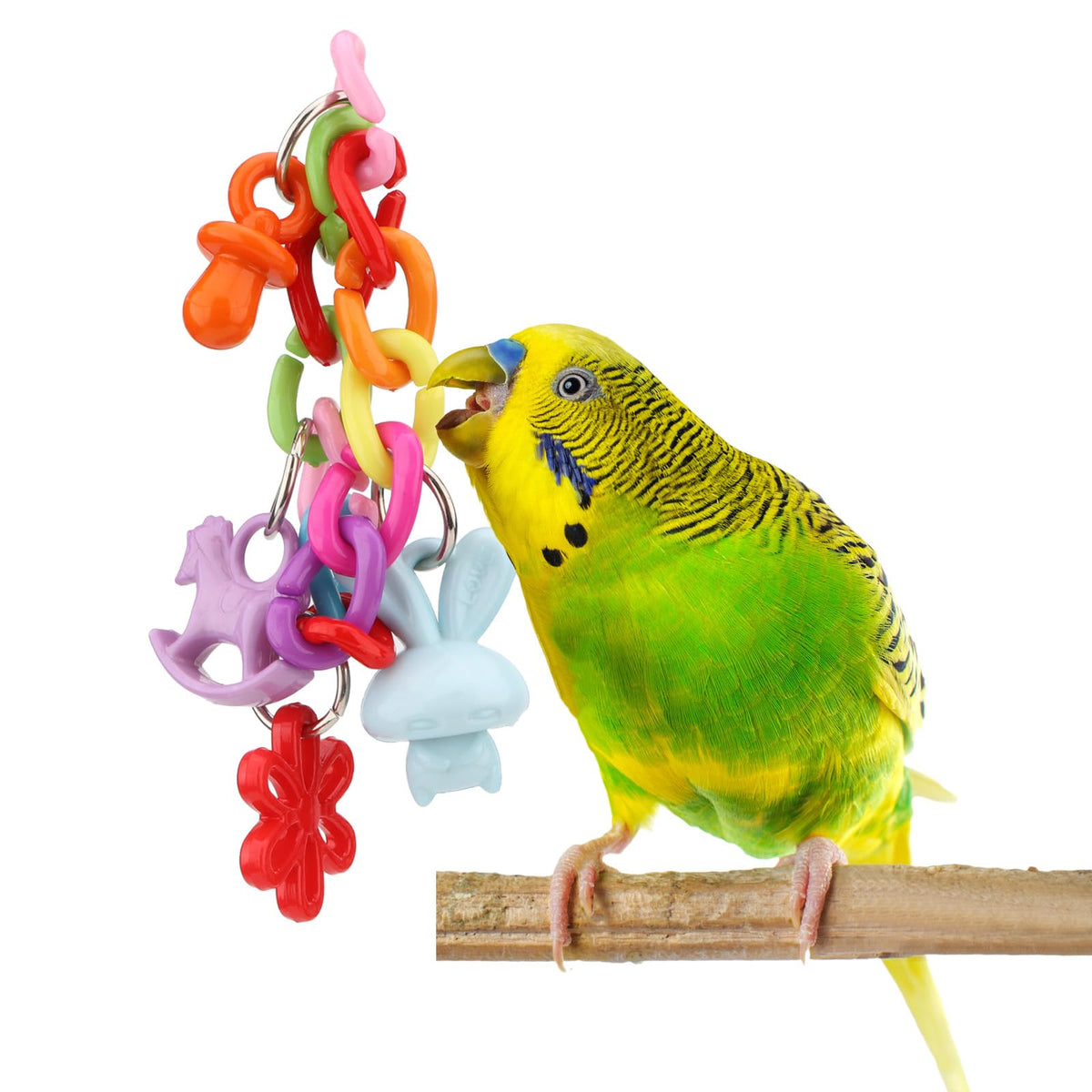 Hypeety Wooden Blocks Bird Chew Toys Natural Hanging Chewing Toy with Bells