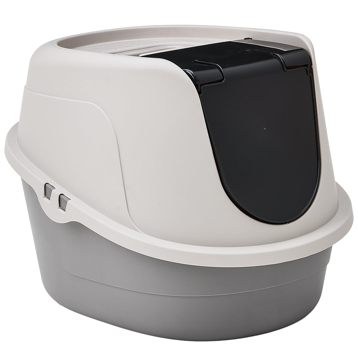 No-Mess Hooded Enclosed Cat Litter Box with Odor Control and Swinging Door, Standard, 21" x 16" x 15", Multicolor