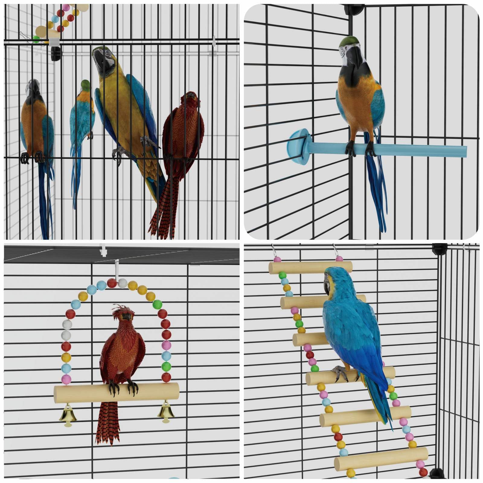 STILLCOVE Large Flight Bird Cage, with Bowls & Perches & Ladder & Swing