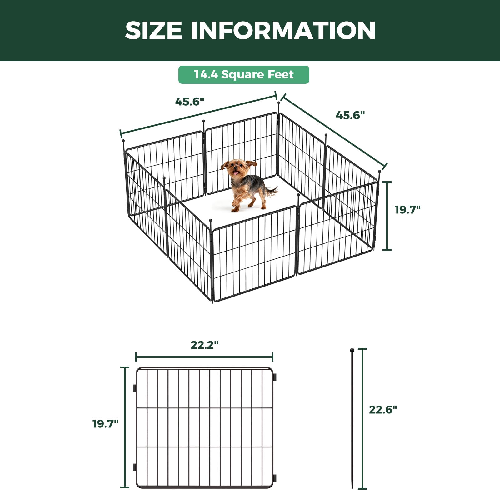 FXW MiniPaws Dog Playpen, Indoor, Yard & RV Camping, 20" H, 8 Panels