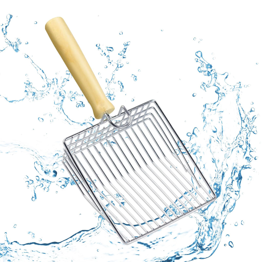 XIHUADOU Cat Litter Scoop, Stainless Steel Metal Mesh Scoop with 7 mm Gaps