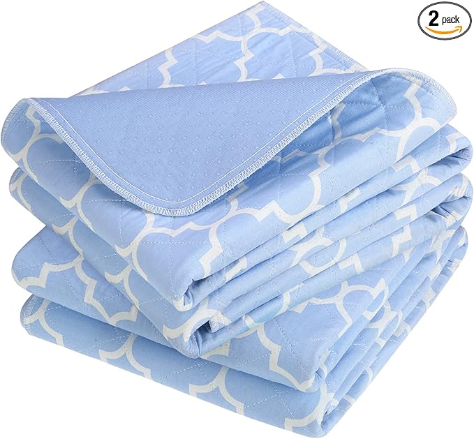 OUTCREATOR® Washable Bed Pads 34" x 76" (Pack of 2), Incontinence Mattress Protector, Anti-Slip Waterproof Underpads for Adults Kids Elderly Pets, Absorbency & Reusable Bedwetting Pads (Blue)