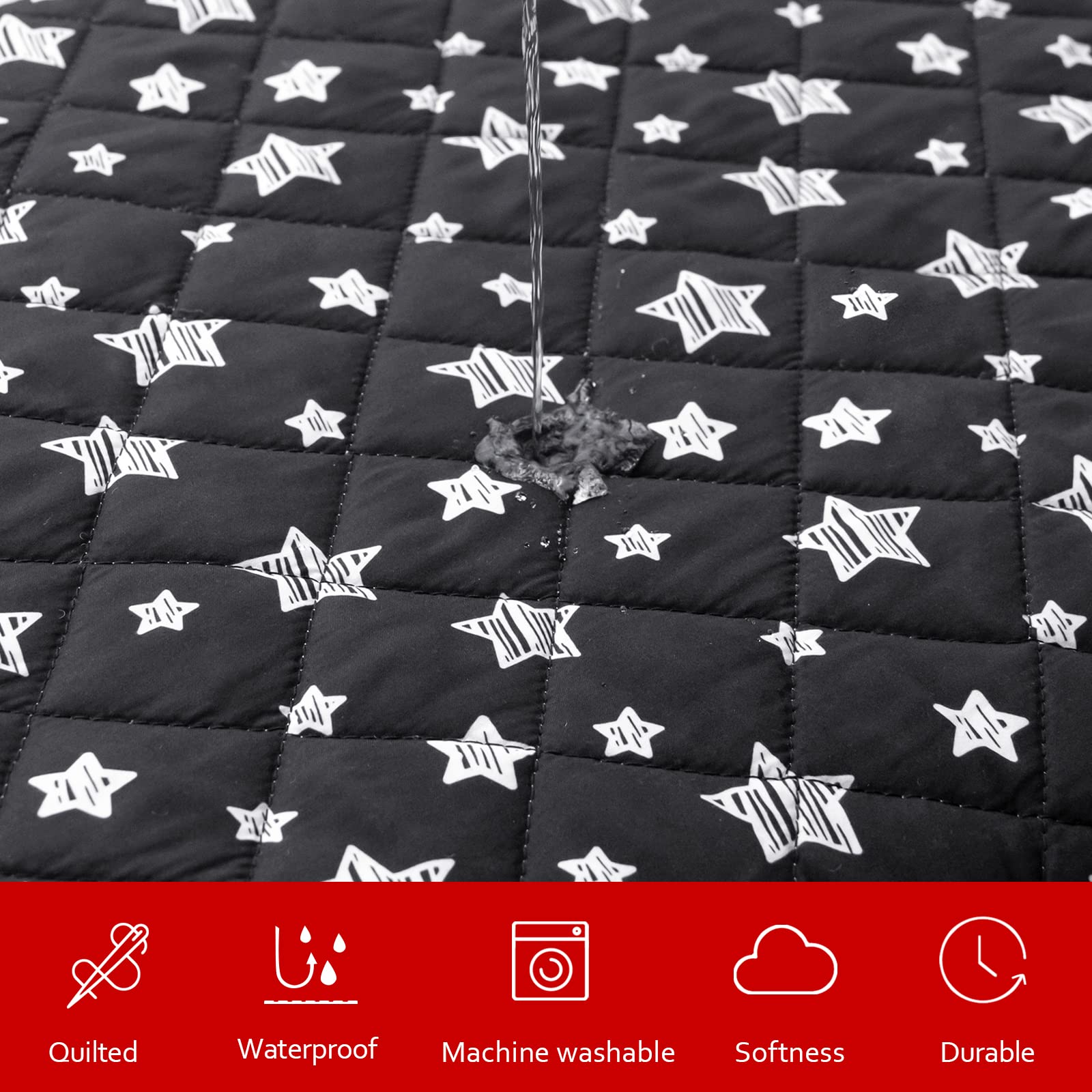 Waterproof Dog Bed Covers Replacement Lovely Black Star Print, 27x36 Inches