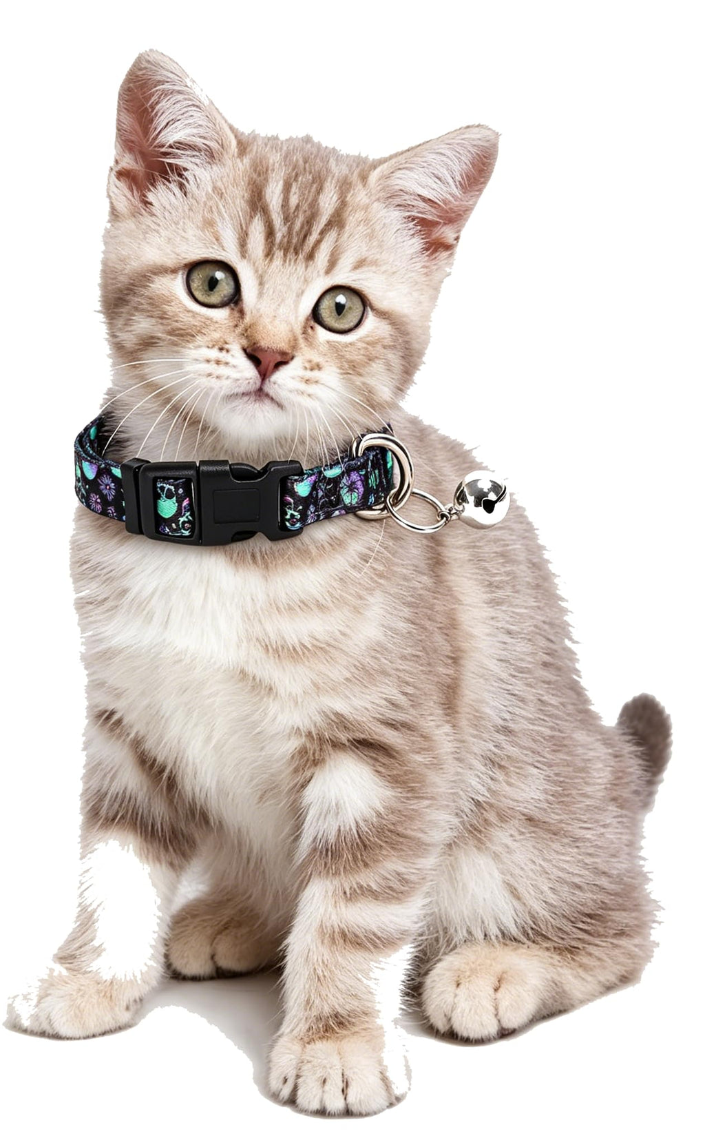 Dog Collar with Bell,Skull XS XXS Tiny Cat Kitten Collars Boys with Buckle