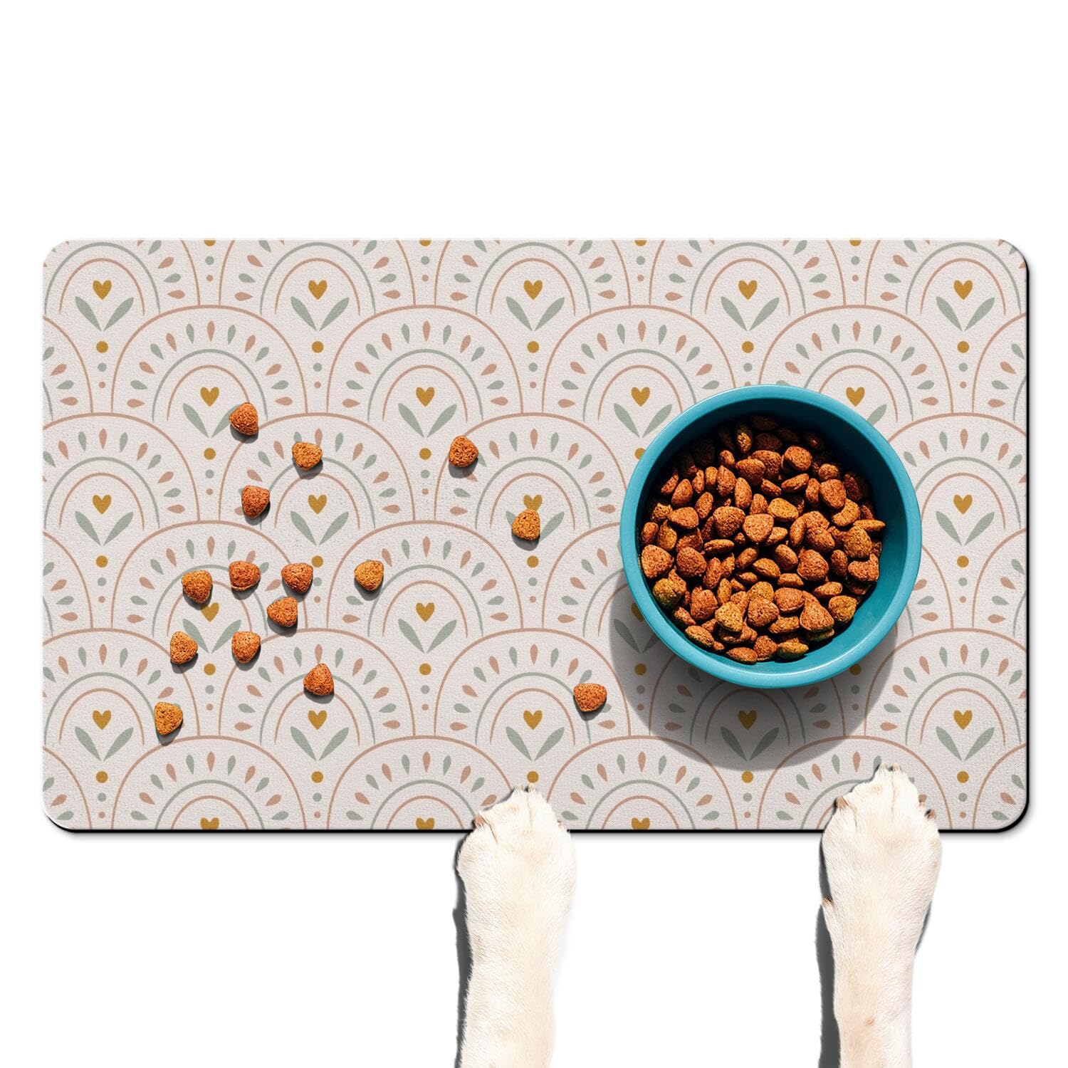 Absorbent Pet Dog Bowl Mat for Food and Water, Pet Cat Food Feeding Mat with Non Slip Rubber Backing, Dog Food Mats for Floors Waterproof, 16"x24"