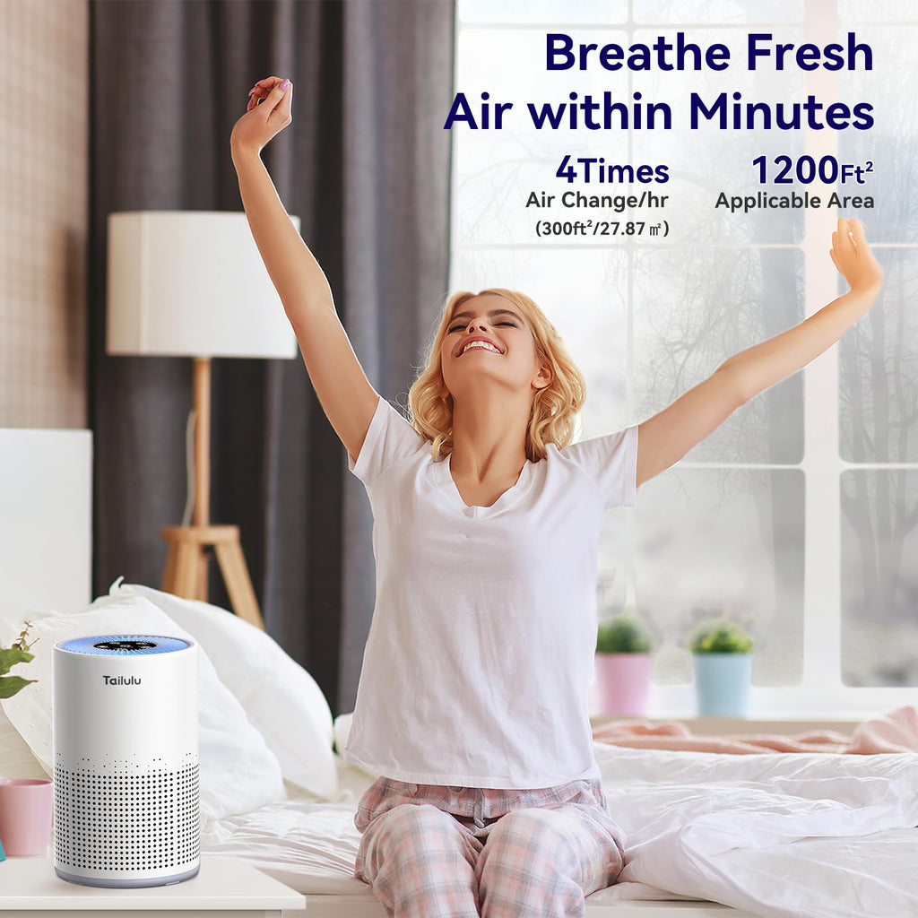 Tailulu Air Purifiers for Home 1200 Ft², H13 True HEPA Air Purifier Bedroom