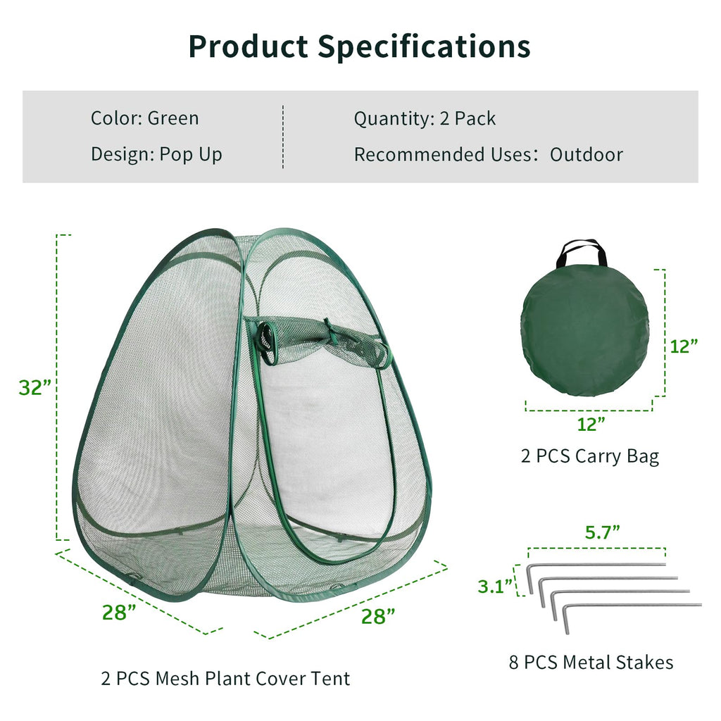 2PCS Large Netting Tent for Garden Protection Mesh Plant Cover from Animals