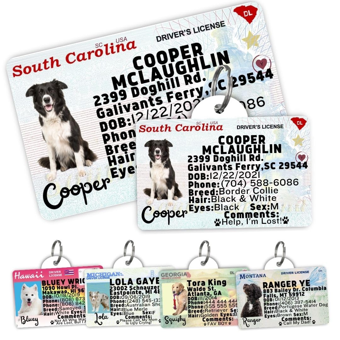 Dog Tags Personalized, Dog ID License Tag for Pets (Arizona, Wallet Card)