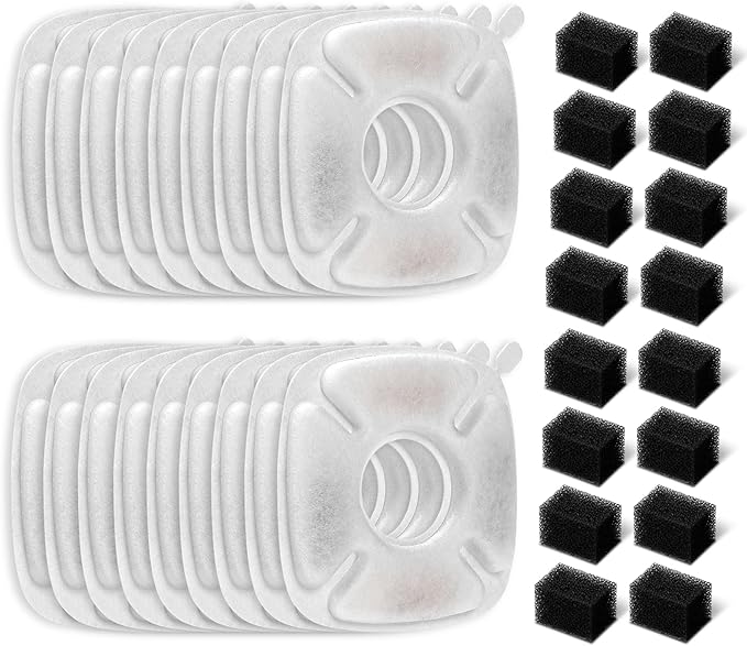 Redoso Brand 16 Pack Replacement Filters & 16 Pack Replacement Pre-Filter Sponges for Veken 95oz/2.8L Bellflower Pet Fountain Cat Water Fountain Dog Water Dispenser