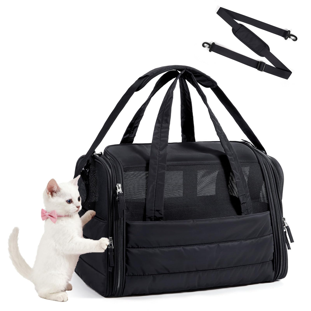 BAGSMART Cat Carrier Soft-Sided Puffy Quilted Collapsible Pet Travel Bag