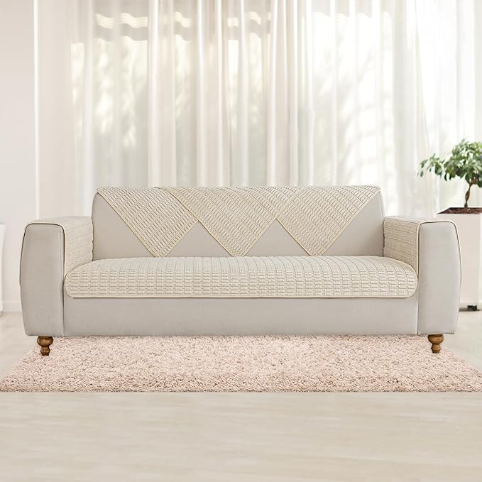 Muamar Dog Bed Protector, Anti-Slip Waterproof Sofa Covers for Living Room Couch, Dog Mat, Pet Pad - 30x82 inch, Cream White